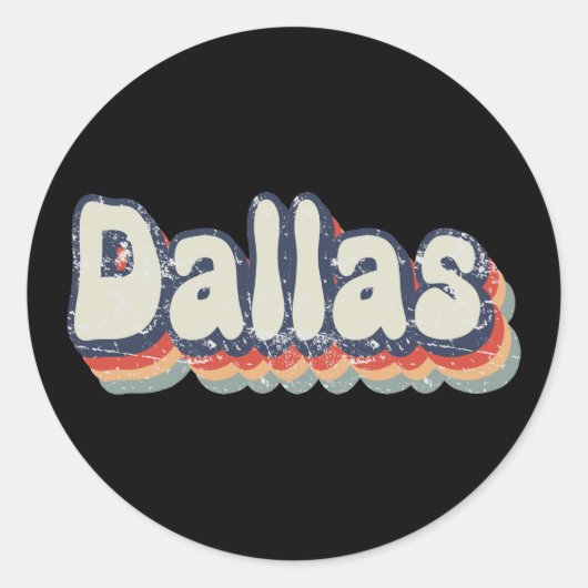 Dallas Texas Retro Vervaaide Tekst Kunst Ronde Sticker (Voorkant)