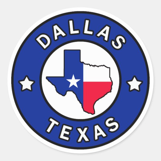 Dallas Texas Ronde Sticker (Voorkant)