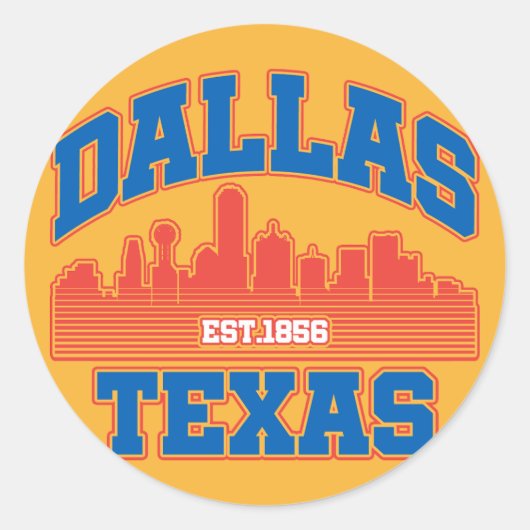 Dallas, Texas Ronde Sticker (Voorkant)