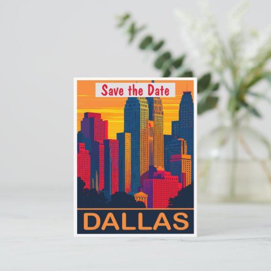 Dallas, Texas, Save the Date,  Briefkaart (Staand voorkant)