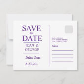 Dallas, Texas, Save the Date,  Briefkaart (Achterkant)
