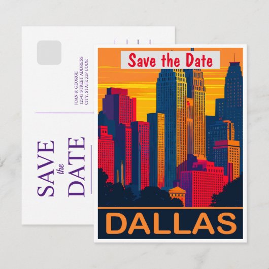 Dallas, Texas, Save the Date,  Briefkaart (Voorkant / Achterkant)