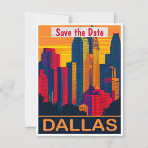 Dallas Texas Silhouet Roze Trouw Uitnodiging