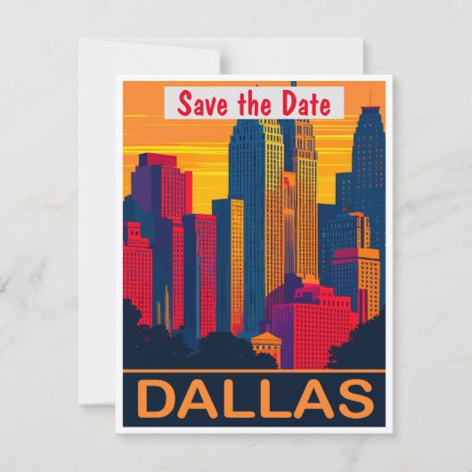 Dallas Texas Silhouet Roze Trouw Uitnodiging (Voorkant)