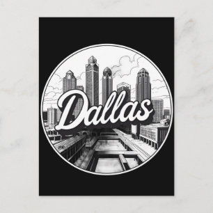 Dallas Texas Silhouet Zwart-Wit Stadsgezicht Briefkaart