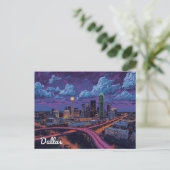 Dallas Texas Silhouette Stads Kunst Briefkaart (Staand voorkant)