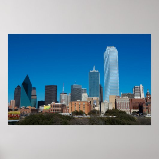 Dallas Texas skyline at sunset Poster (Voorkant)
