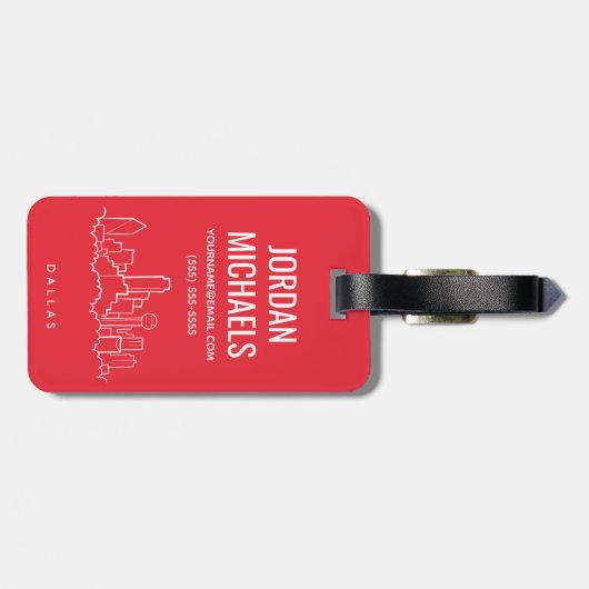 Dallas Texas Skyline Bagagelabel (Achterkant horizontaal)