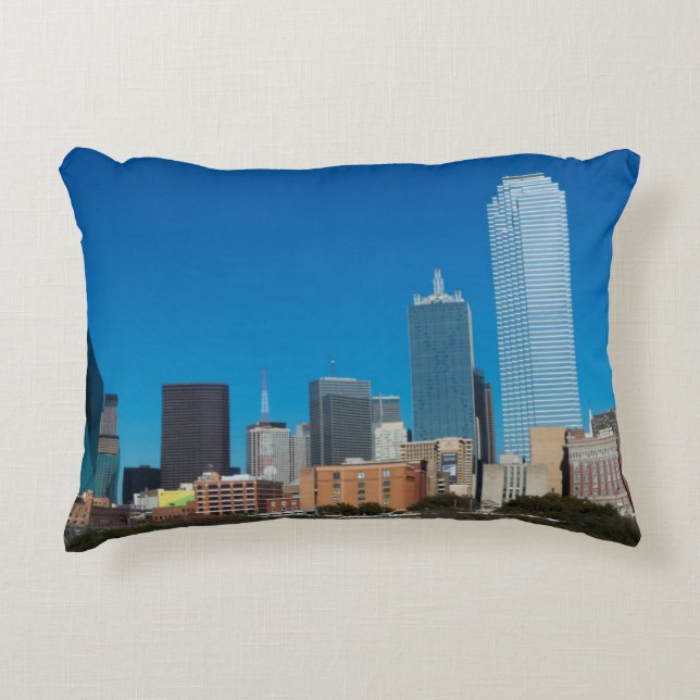 Dallas Texas skyline bij zonsondergang Accent Kussen (Voorkant)