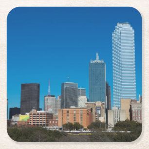 Dallas Texas skyline bij zonsondergang Kartonnen Onderzetters