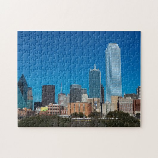 Dallas Texas skyline bij zonsondergang Legpuzzel (Horizontaal)