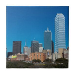 Dallas Texas skyline bij zonsondergang Tegeltje