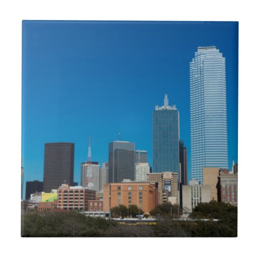 Dallas Texas skyline bij zonsondergang Tegeltje (Voorkant)