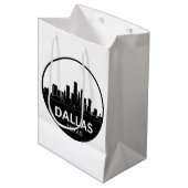 Dallas Texas Skyline Black and White Cityscape Medium Cadeauzakje (Voorkant Gekanteld)
