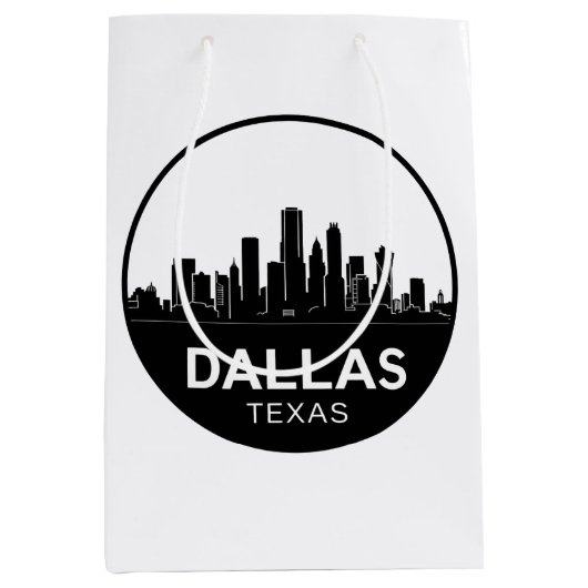 Dallas Texas Skyline Black and White Cityscape Medium Cadeauzakje (Voorkant)