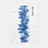 Dallas Texas Skyline Blue Fleece Deken (Voorkant)