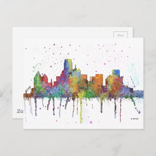 DALLAS, TEXAS SKYLINE BRIEFKAART (Voorkant / Achterkant)