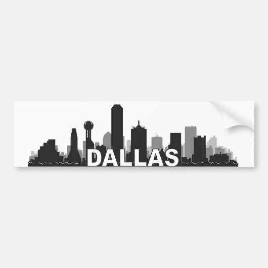 Dallas Texas Skyline Bumpersticker (Voorkant)