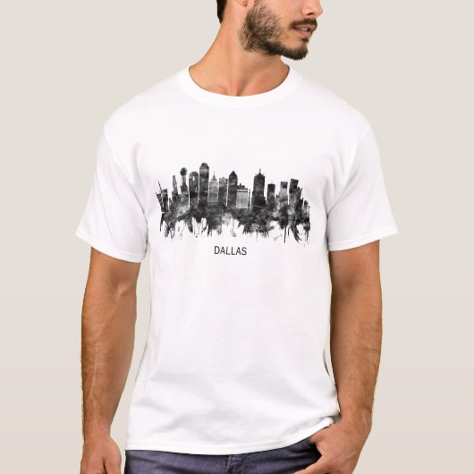 Dallas Texas Skyline BW T-shirt (Voorkant)