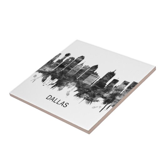 Dallas Texas Skyline BW Tegeltje (Zijkant)