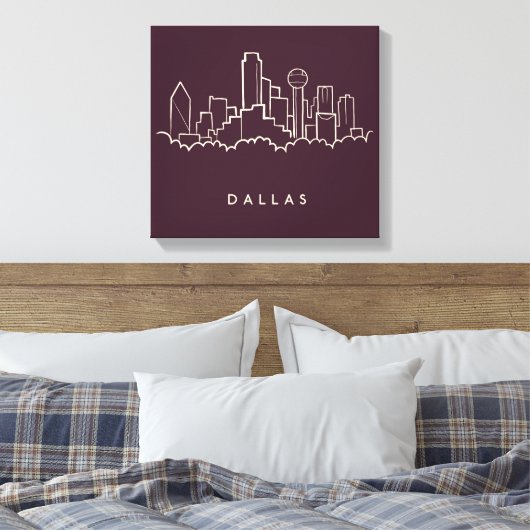 Dallas Texas Skyline Canvas Afdruk (Insitu (Slaapkamer))