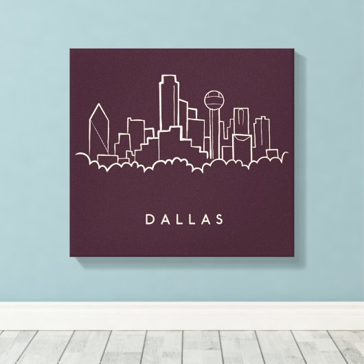 Dallas Texas Skyline Canvas Afdruk (Insitu (Houten vloer))