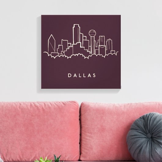 Dallas Texas Skyline Canvas Afdruk (Insitu (Woonkamer))