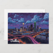 Dallas Texas Skyline City Art Briefkaart (Voorkant / Achterkant)