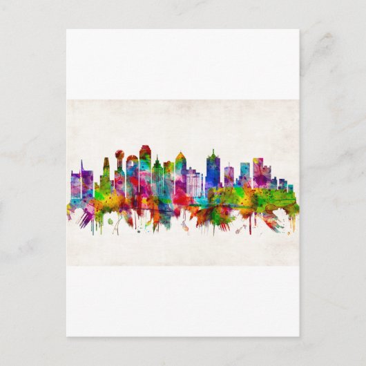 Dallas Texas Skyline Feestdagenkaart (Voorkant)