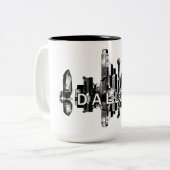 Dallas, Texas skyline in zwart Tweekleurige Koffiemok (Voorkant links)
