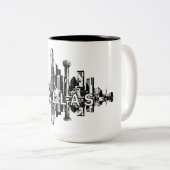 Dallas, Texas skyline in zwart Tweekleurige Koffiemok (Voorkant rechts)