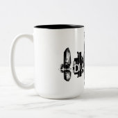 Dallas, Texas skyline in zwart Tweekleurige Koffiemok (Links)