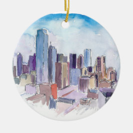 Dallas Texas Skyline Keramisch Ornament
