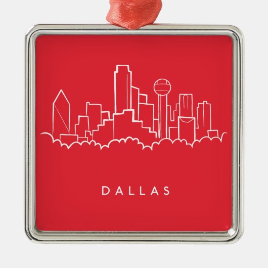 Dallas Texas Skyline Metalen Ornament (Voorkant)