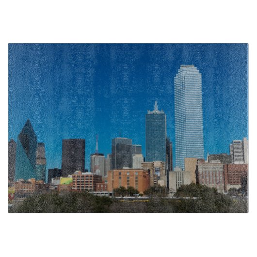 Dallas Texas skyline op zonsondergang Snijplank (Voorkant)