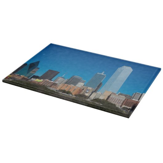 Dallas Texas skyline op zonsondergang Snijplank (Hoek)