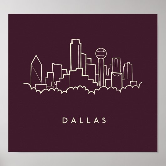 Dallas Texas Skyline Poster (Voorkant)