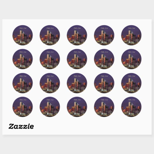Dallas, Texas skyline Ronde Sticker (Vel)