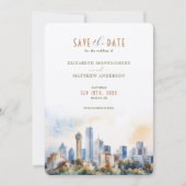 Dallas Texas Skyline Save-the-Date Kaart (Voorkant)