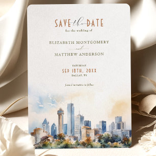 Dallas Texas Skyline Save-the-Date Kaart