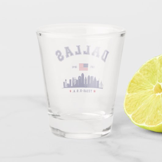 Dallas Texas Skyline Scene Shot Glas (Achterkant)