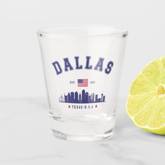 Dallas Texas Skyline Scene Shot Glas (Voorkant)
