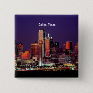Dallas, Texas Skyline Vierkante Button 5,1 Cm