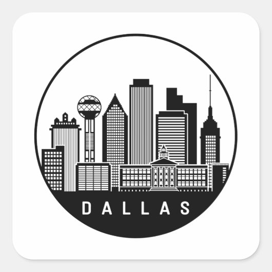 Dallas Texas Skyline Vierkante Sticker (Voorkant)
