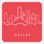 Dallas Texas Skyline Vierkante Sticker (Voorkant)