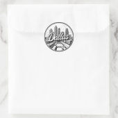 Dallas Texas Skyline Zwart-wit stadsgezicht Ronde Sticker (Tas)
