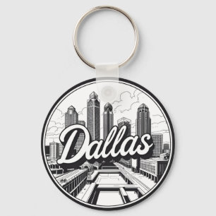 Dallas Texas Skyline Zwart-wit stadsgezicht Sleutelhanger