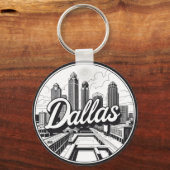 Dallas Texas Skyline Zwart-wit stadsgezicht Sleutelhanger (Voorkant)