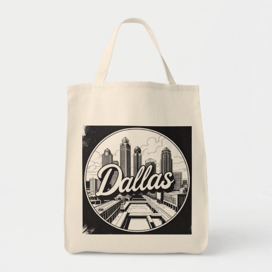 Dallas Texas Skyline Zwart-wit stadsgezicht Tote Bag (Voorkant)