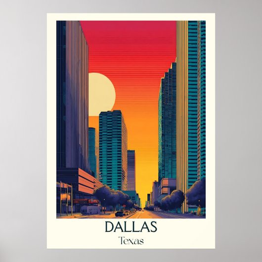 Dallas Texas Stad Hoge Gebouwen Poster (Voorkant)